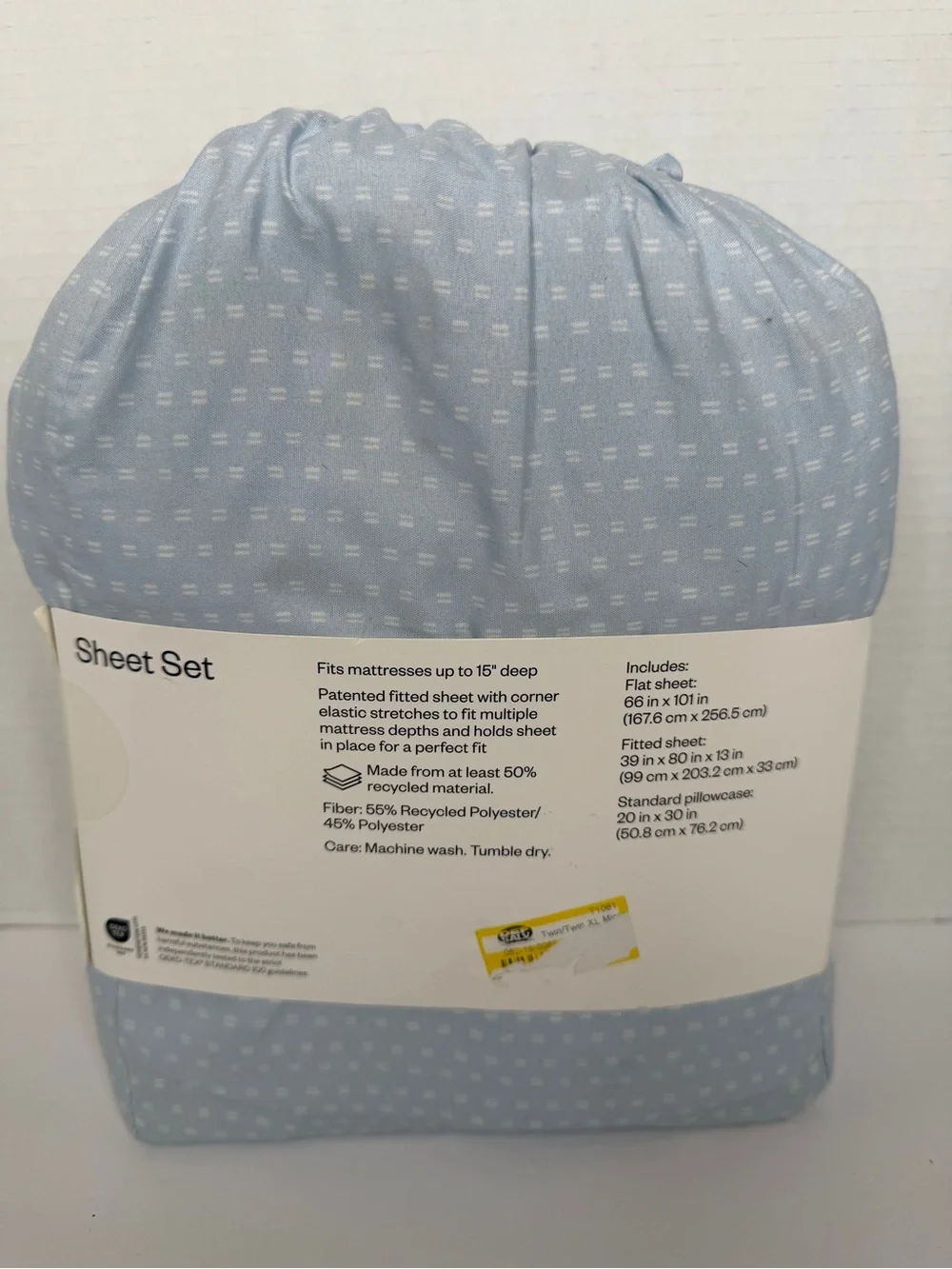 Twin/ Twin XL Microfiber Sheet Set, Blue & white Polka Dots- Room Essentials